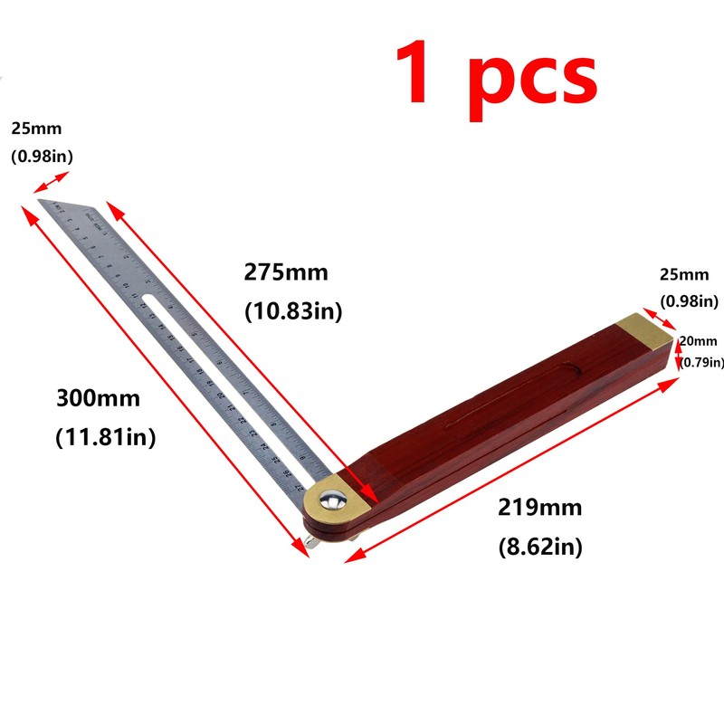 Antrader 12" T-Shaped Inclined Sliding Angle Ruler,Multiple Angle Adjustable Gauge