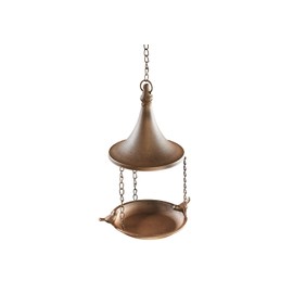 Kobolo Bird Bath Feeder for Hanging Metal Rust Brown 16 x 32/62 cm