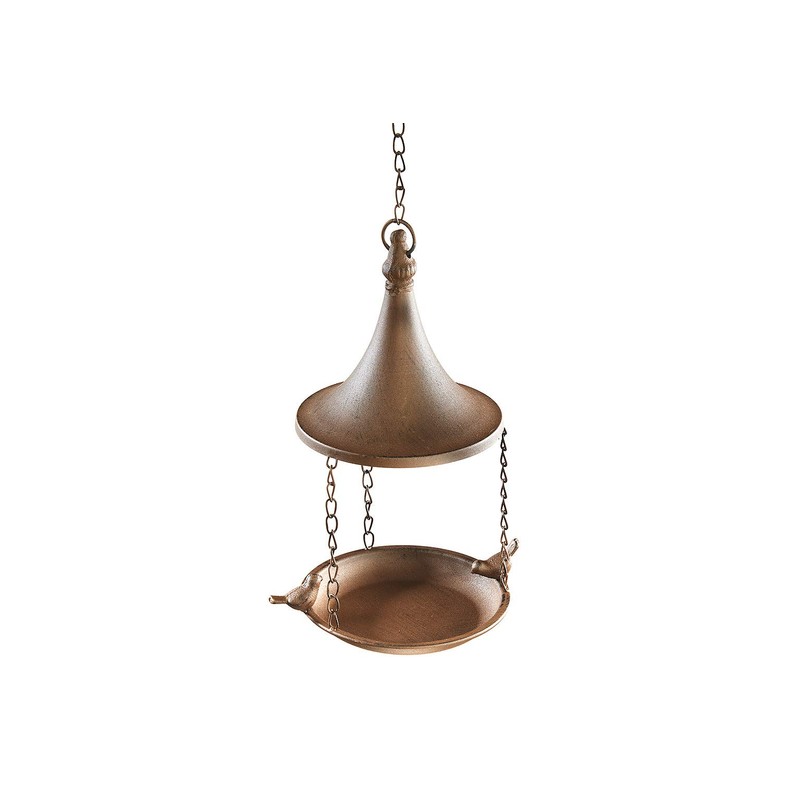 Kobolo Bird Bath Feeder for Hanging Metal Rust Brown 16