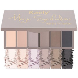 Kaely 6 Color Eyeshadow Makeup Palette, 6 Light Nude Dark Nude Brown & Purple Dark Brown Black Eyeshadows Palette, Everyday Matte Finish Eye Makeup Looks, Travel Friendly Size, Built-in Mirror 05#