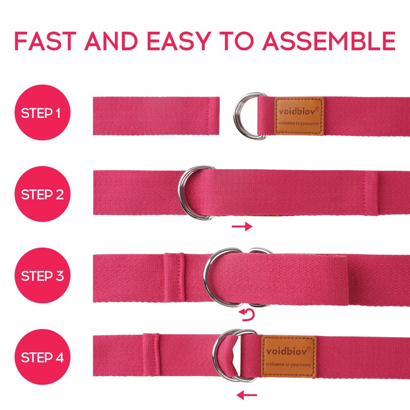 voidbiov D-Ring Buckle Yoga Strap 1.85 or 2.5M, Durable Cotton