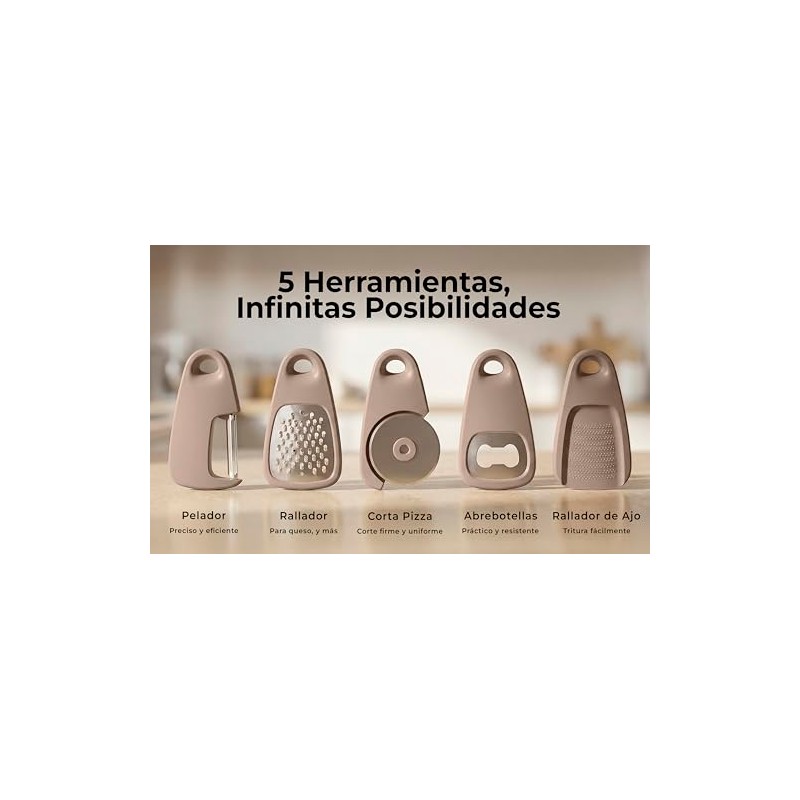 Juego de Utensilios de Cocina 5 en 1 para Casa,Camping,