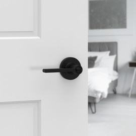 Kwikset 300CSLRDT-V1 Casey Privacy Door Lever Set with Round Rose - Satin Nickel