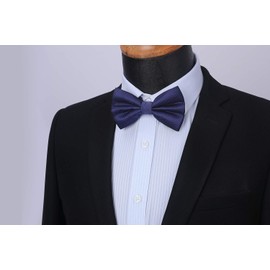 HISDERN Bow Tie Men's Already Tied Adjustable Bow Plain Paisley Floral Bow Ties for Men Wedding Suit Tuxedo, navy