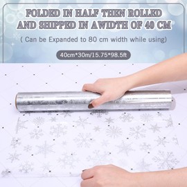 Whaline Christmas Cellophane Wrap Roll Silver Snowflake Clear Wrapping Paper Xmas Winter Plastic Gift Basket Wrap for Holiday Birthday Wedding DIY Crafts Party Supplies