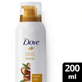 Dove Köpük Duş Jeli Argan Yağı 10 Kat Daha Yoğun Köpüğe Sahip Kremsi Formül, 200 ml beyaz