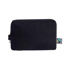 Fairtrade Certified Organic Cotton Toiletry Bag, 180 g/m², 20.5 x 14 x 7.5 cm, Fairtrade Certified, Black/White, Toiletry Bag