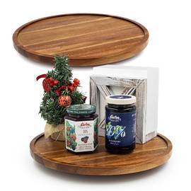 ANBOXIT Lazy Susan Organizer for Table, 12 Inch Wooden Lazy Susan Turntable for Cabinet, Acacia Wood Turntable Kitchen Spice Rack (2 Pack)