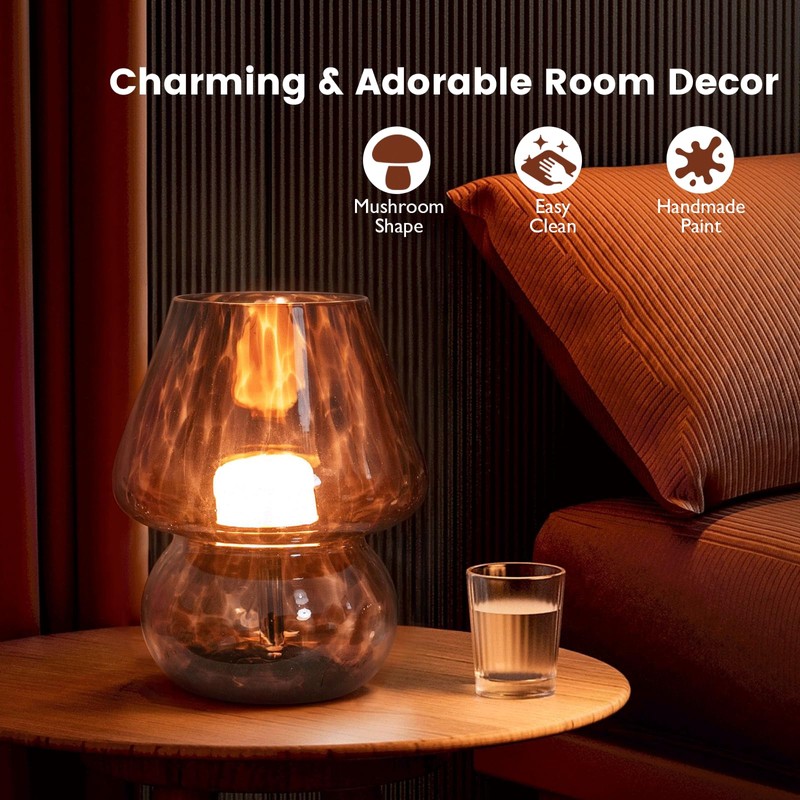 ULAROOM USB Plug-in Vintage Mushroom Lamp Small Bedside Table Lamp