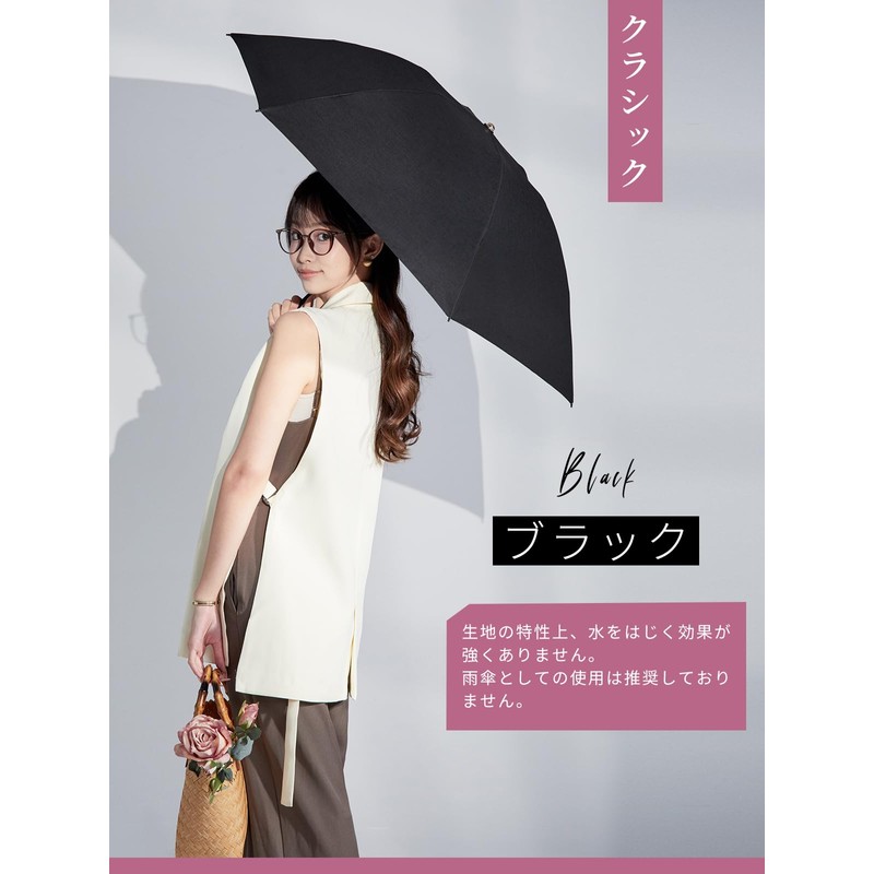 Kizawa Parasol, Foldable, Silky Glossy Fabric, Ribs, 21.7 inches (55