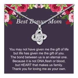 Long tiantian Bonus Mom Necklace Step Mom Gift Love Knot Necklace for Bonus Mom Present for Stepmom for Mother's Day