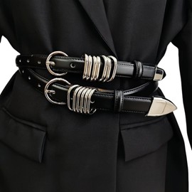 JUMISEE Genuine Leather Waist Belts for Women Luxury Metal Ring Waistband Adjustable Buckle Belts for Jeans Pants Dress