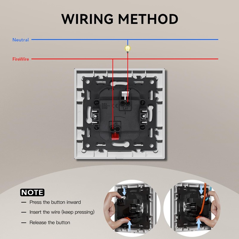 BSEED Light Switch Reset Switch, Flush-Mounted Switch with Claws, E-series,