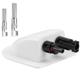 Solar Double Cable Input Screw Connection with Photovoltaic Plug and Socket Waterproof ABS Solar Plate Bracket Curved Dual Cable Connections Box for Housing Solar Cells RV