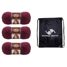 Lion Brand Heartland Badlands 136-148 (3-Skeins - Same Dye Lot) Worsted Medium #4 Acrylic Yarn for Crocheting and Knitting - Bundle with 1 Artsiga Crafts Project Bag