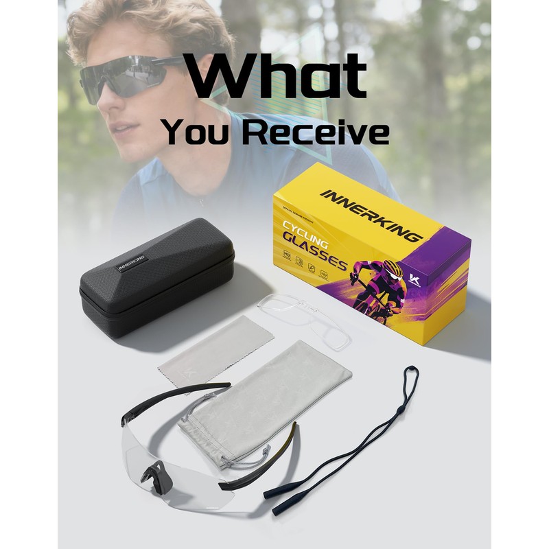 Innerking Cycling Glasses Photochromic Sunglasses for Men Women
