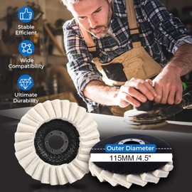 Wool Felt Flap Polishing Disc, Upgrade Abrasives Arbor Buffing Polishing Wheel Premium Felt Polishing Pads for Metal Marble Stone (115mm,3 pcs)