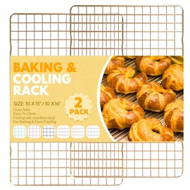 2 PCS Cooling Racks for Cooking and Baking, 16x10 Inches Stainless Steel Cooling Rack, Sheet Pan with Wire Rack for Baking Sheet, Bacon Rack Oven Safe Fits Jelly Roll Sheet Pan