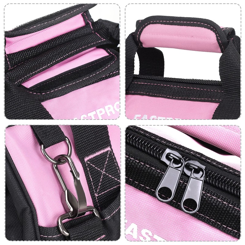 FASTPRO 14-Inch Pink Tool Bag for Women, Zip-top Wide Mouth