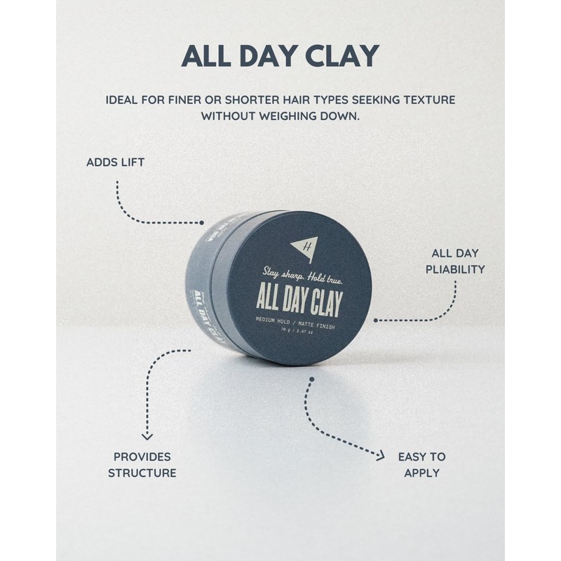 Hitch All Day Clay Medium Hold Matte Finish Pomade for