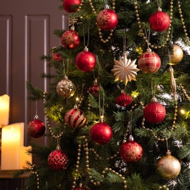 Valery Madelyn 70pcs 3-9cm Shatterproof Christmas Baubles Pack, Traditional Red and Gold Christmas Ball Ornaments for Christmas Tree Decoration