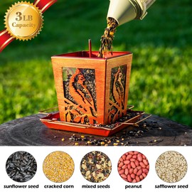 Birdream Metal Bird Feeders, Unique Vintage Design Bird Feeder for Outside Squirrel Proof, Attracting Wild Birds Cardinal Bluebird (Red Gold)