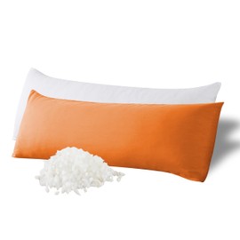 WhatsBedding Memory Foam Body Pillow with Breathable Zippered Cotton Cover, Full Body Pillow for Adults, Long Pillow for Sleeping, Firm Body Pillow Breathable Fluffy Supportive - Orange