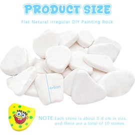 Eymobad Pack of 10 Stones for Painting, 3-8 cm, Flat Stones for Painting, Painted Pebbles, Decorative Stones, Natural Stone, White, Smooth Large Pebbles, Beach Pebbles for Art, Craft, Decoration