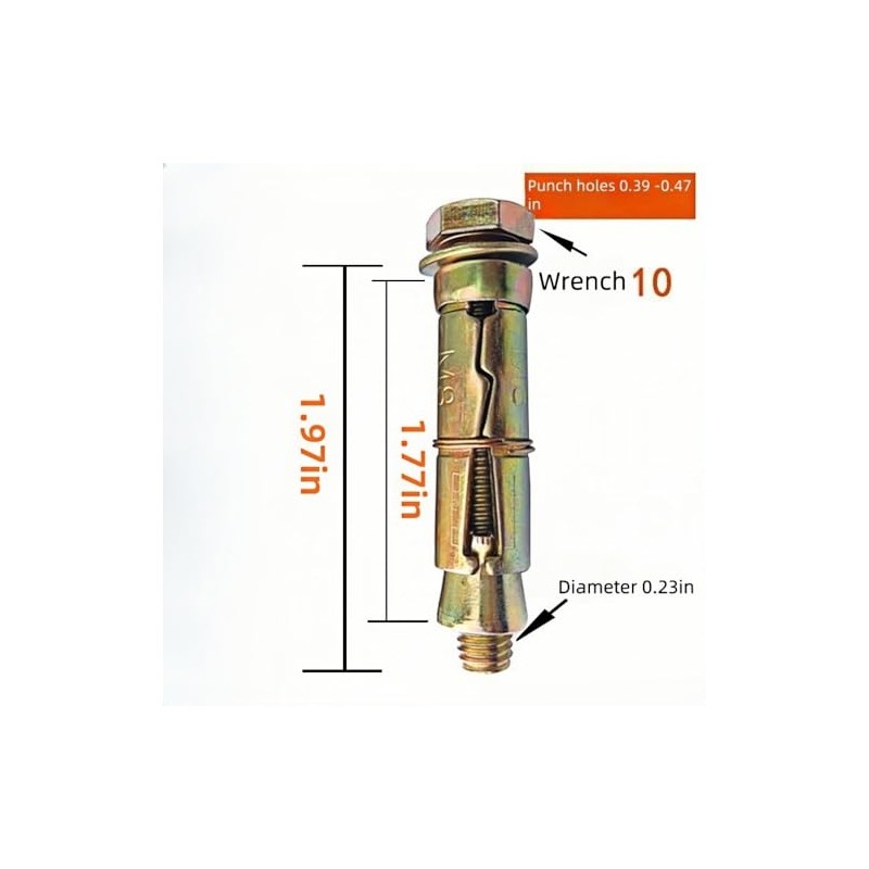 Heavy Duty Expansion Bolts, M6 x 50mm, 12-Pack, Sleeve Anchors