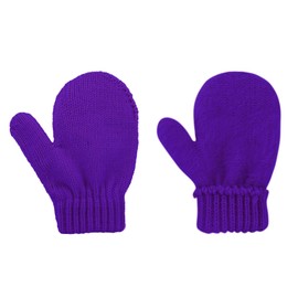 Toddler Winter Kids Mittens Purple Soft Knitted Gloves Warm Thick Cold Protection Mitten for Boys Girls Purple