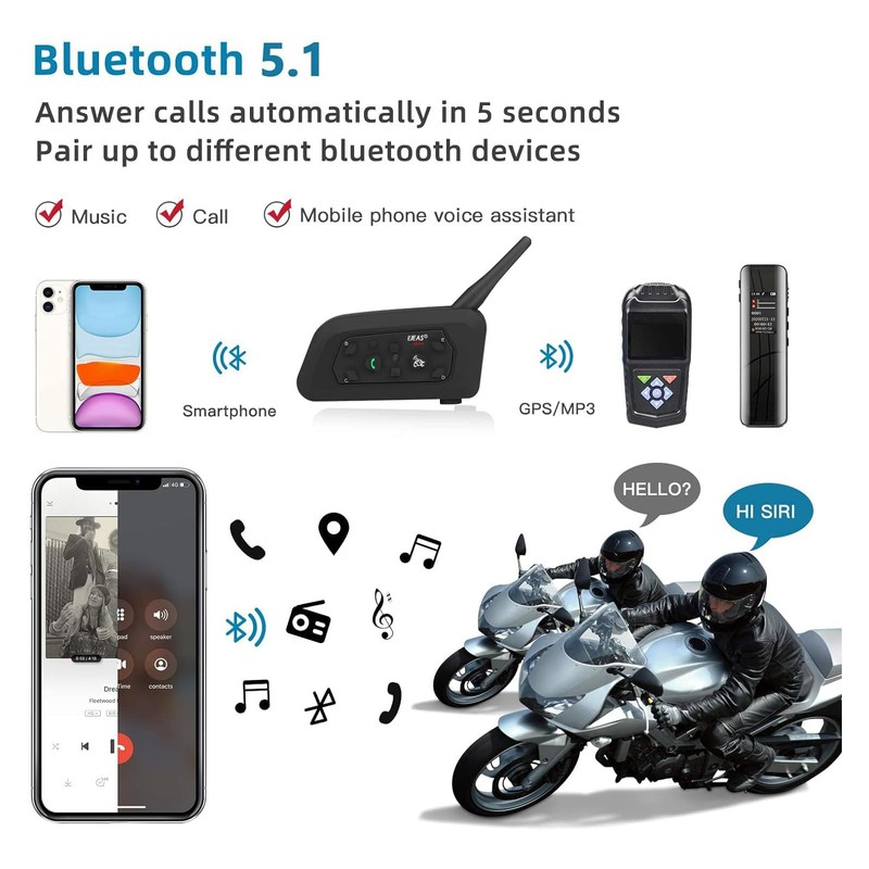 EJEAS V6PRO Motorcycle Intercom Bluetooth Headsets 1200 m up to