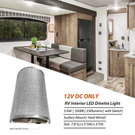 Dream lighting RV LED Light Fixture Interior Dinette Kitchen Wall Decorative Lamp-Silver Gray Shade, Brushed Nickel Finish, 12Volt 5.6W 3500K White Lighting, with Switch (1 Light)