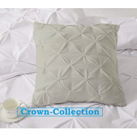 Hotel Quality Pinch Pleated Pintuck Euro Pillow Shams Set of 2 - Hypoallergenic 500-TC 100% Egyptian Cotton Decorative Pintuck European Pillow Sham (Silver, Euro 28'' x 28'')