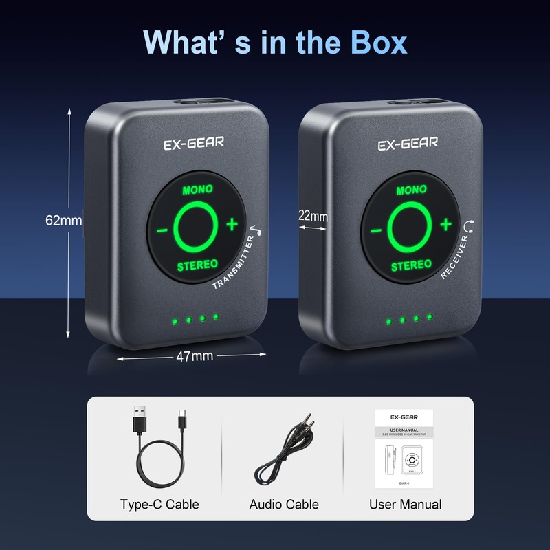 EX GEAR 5.8GHz Wireless in Ear Monitor System, Stereo IEM