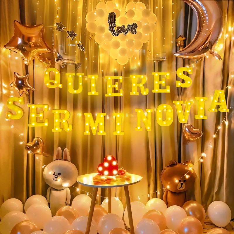 Quieres Ser Mi Novia Light Up Letters Proposing Decorations Set