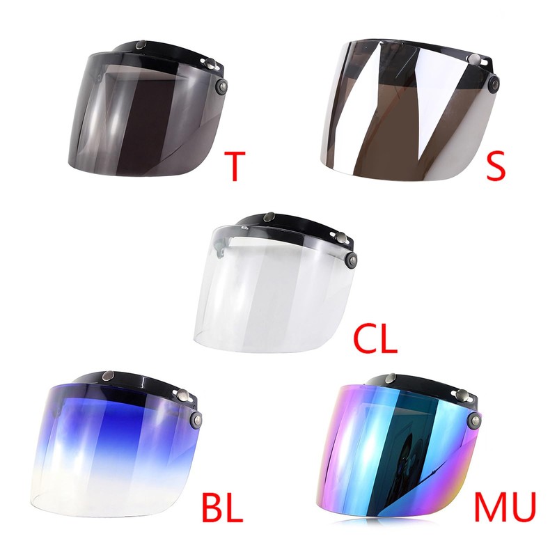 Universal Windproof 3 Snap Motorcycle Helmet Visor Front Flip Up