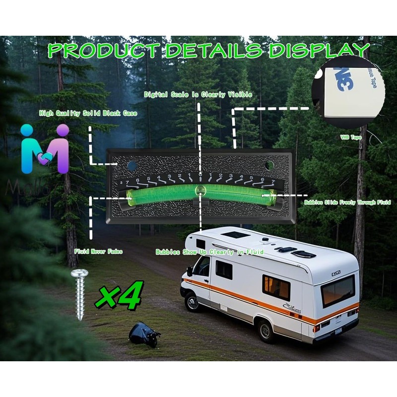 RV Level Bubble - Graduated Scale Stick On Leveling System