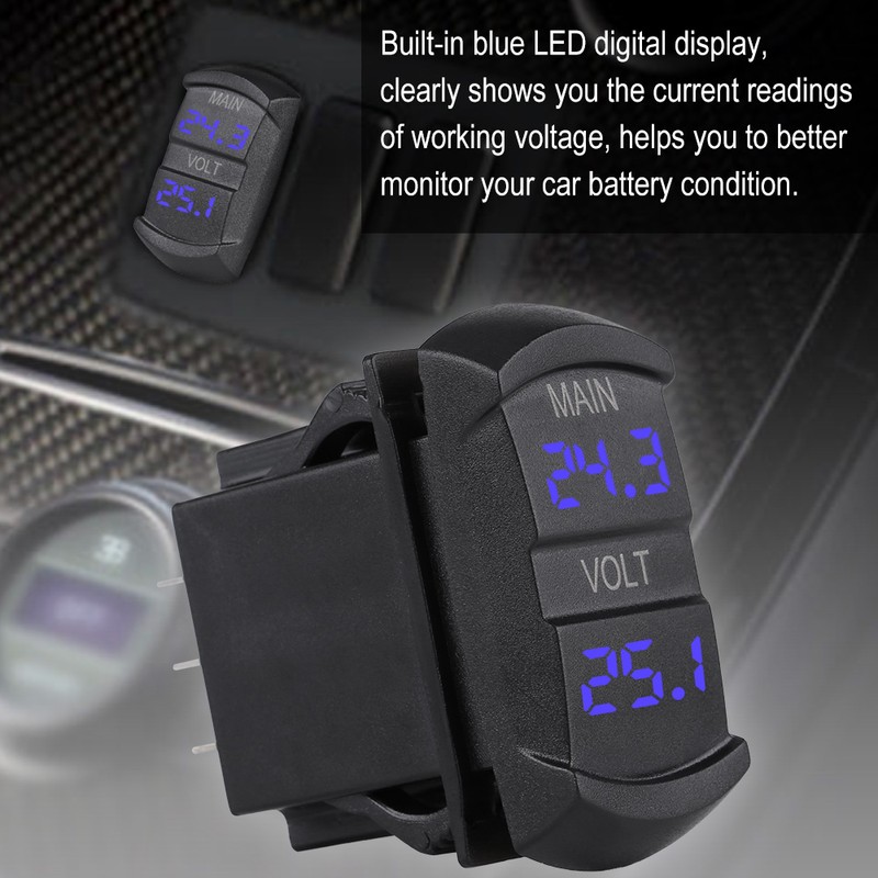 Car DC 10V-60V Blue LED Digital Dual Voltmeter Universal for