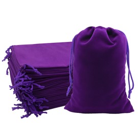 Mandala Crafts 6x9 Purple Velvet Drawstring Bags - 50 Large Velvet Drawstring Pouches Bulk for Party and Wedding Favor, Gift Wrapping, Packaging, and Jewelry Gift Bags