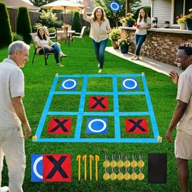 Nattork Outdoor Giant Tic Tac Toe Game for Kids Adult Family, Large Outside Lawn Yard Backyard Carnival Field Day Game, Birthday Party Family Reunion Games Playground