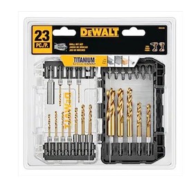 DEWALT 23 Pc Hex Titanium Nitride Twist Drill Bit Set, High Speed Steel Jobber Length Impact Ready Driver Bit Set (DD5165)