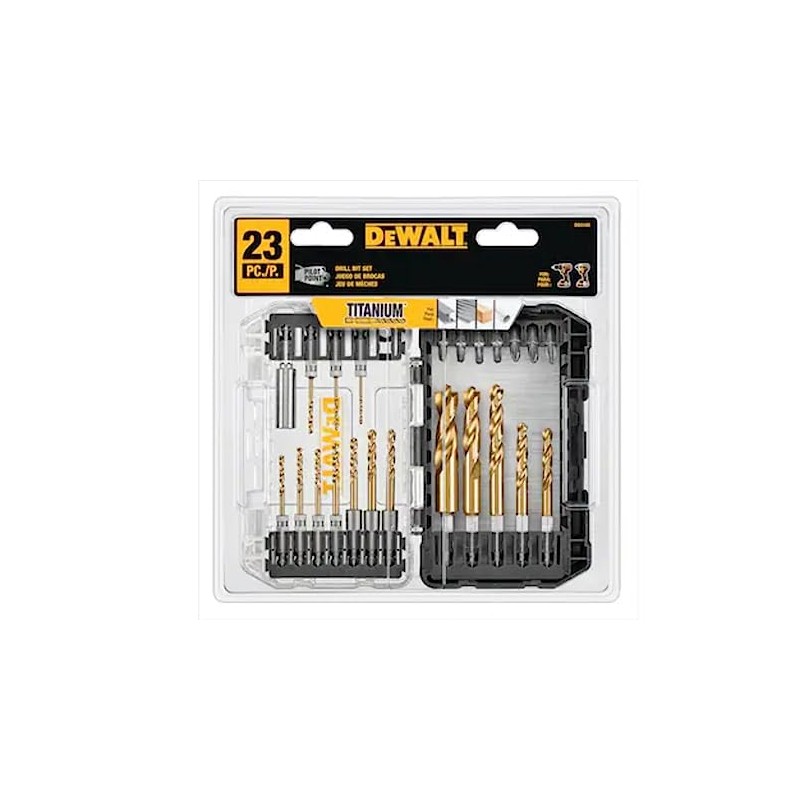 DEWALT 23 Pc Hex Titanium Nitride Twist Drill Bit Set,