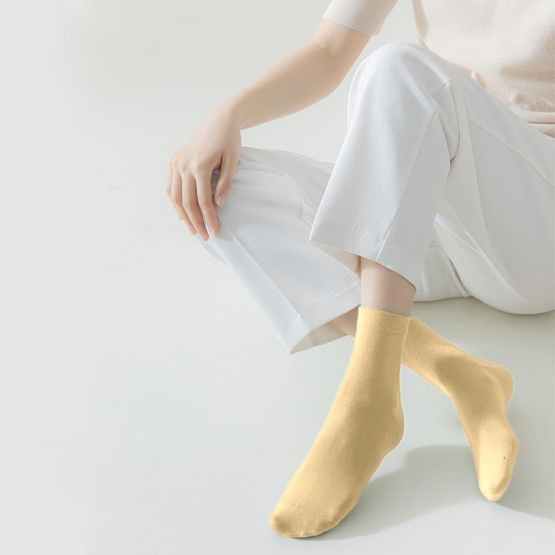 YNOBUN Women's Socks, Autumn, Winter, Antiperspiration, Deodorizing, Medium Folding Socks,