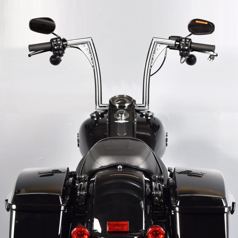 WSays 14" Rise Ape Hangers 1-1/4" Diameter HandleBar Chrome Compatible