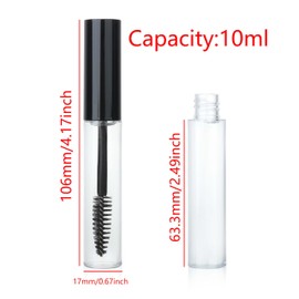 COSIDEA 12pcs Plastic black 10ML containers castor oil wands with tube mascara containers empty