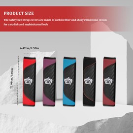 CHRYMUM 2PCS Car Seat Belt Cover, Car Seat Belt Pads, Soft Carbon Fiber Leather Safety Belt Shoulder Strap Covers with Bling Rhinestone Crown, Universal Safety Strap Cover Protect Your Neck & Shoulder