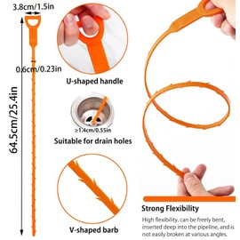 6 Pack Drain Snake, Sink Unblocker, Drain Snake Unblocker, Drain Unblocker, Sink Unblocker Tool, Reusable Shower Drain Unblocker Tool, 25 Inch Drain Snake Tool for Shower Kitchen Sink Bathroom