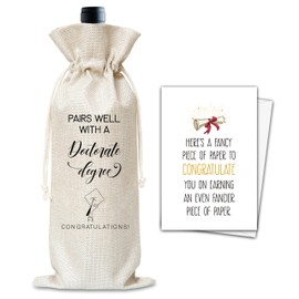 Graduation Wine Gifts Bag, Congrats Doctorate Degree Reusable Wine Bag, Champagne Gifts Bag, Congrats Gifts For Doctorate Graduate, Graduation Party Gifts, Burlap Drawstring Wine Bag With Card-12
