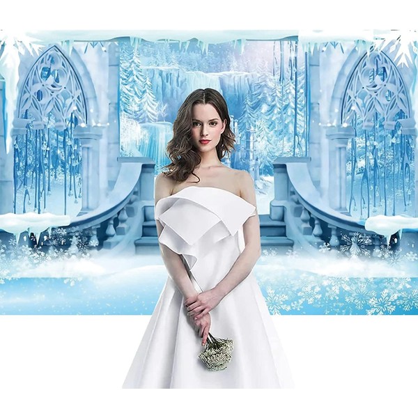 12x8ft Castle Backdrop Winter Wonderland Ice Castle Photography Backdrop Blue