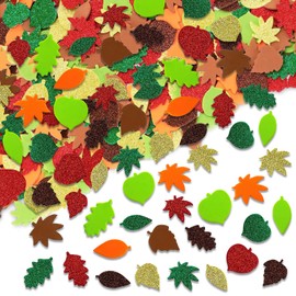 120 Pcs Autumn Foam Stickers, Fall Leaf Glitter Craft Stickers, Foam Sticker for Kids Thanksgiving Party Favors DIY Thanksgiving Decorations, Ideal for Schools, Craft Groups, Party and Home Crafting